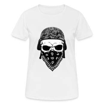 Totenkopf | Skull | Camouflage | Helm - Frauen T-Shirt atmungsaktiv - Weiß - Vorne - AI Model Female 172 dark (172cm)