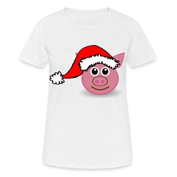 pig_face_pink_with_santa_hat_cartoon - Frauen T-Shirt atmungsaktiv - Weiß - Vorne - AI Model Female 172 dark (172cm)