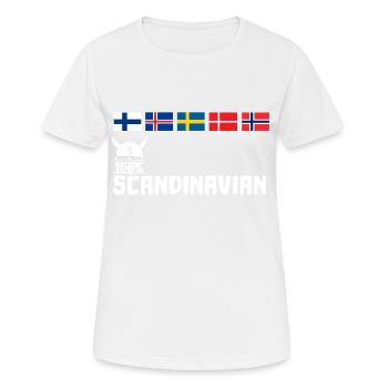 Casque Viking Scandinavie 100% Scandinave flag - T-shirt respirant Femme - blanc - Devant - AI Model Female 172 dark (172cm)