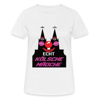 Kölner Karneval Alaaf Echt koelsche Maedche - Frauen T-Shirt atmungsaktiv - Weiß - Vorne - AI Model Female 172 dark (172cm)