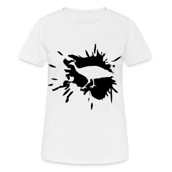 klecks tropfen graffiti farbe spritzer vogel silho - Frauen T-Shirt atmungsaktiv - Weiß - Vorne - AI Model Female 172 dark (172cm)