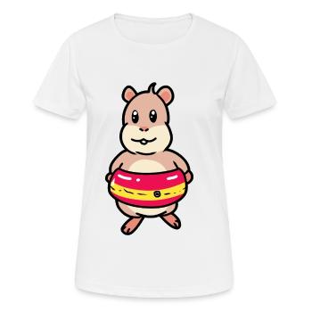 Baignade baignade hamster rongeur anneau de natation enfant - T-shirt respirant Femme - blanc - Devant - AI Model Female 172 dark (172cm)