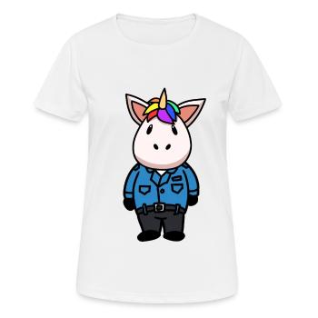 Police Licorne Policier Lumière Bleue Déploiement Enfants - T-shirt respirant Femme - blanc - Devant - AI Model Female 172 dark (172cm)