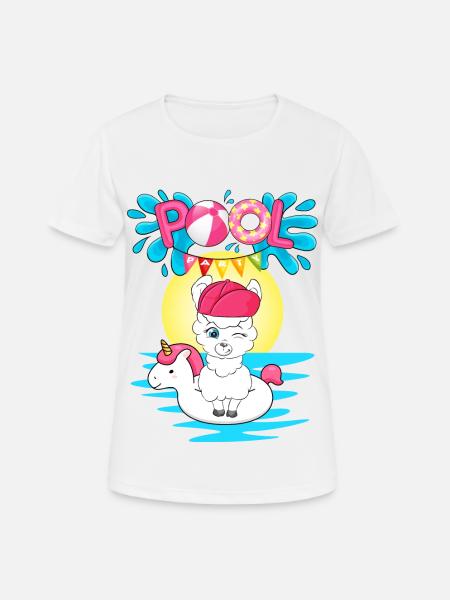 Alpaka Pool Party - Frauen T-Shirt atmungsaktiv - Weiß