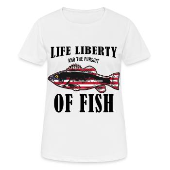 Life Liberty & The Pursuit Of Fish USA Fishing - Women's Breathable T-Shirt - white - Front - AI Model Female 172 dark (172cm)