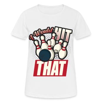 Je frapperais ce drôle de bowling retro bowler - T-shirt respirant Femme - blanc - Devant - AI Model Female 172 dark (172cm)