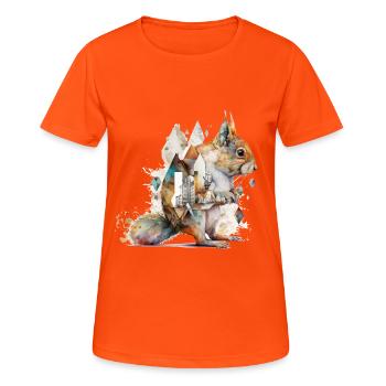 Eichhörnchen Waldtiere Tiere Geschenk Kunst - Frauen T-Shirt atmungsaktiv - Neonorange - Vorne - AI Model Female 172 dark (172cm)