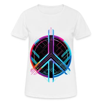 Signe de paix paix néon coloré contre l’amour de la guerre - T-shirt respirant Femme - blanc - Devant - AI Model Female 172 dark (172cm)