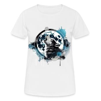 howling wolf - Women's Breathable T-Shirt - white - Front - AI Model Female 172 dark (172cm)