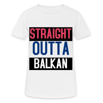 STRAIGHT OUTTA BALKAN SERBIEN - Women's Breathable T-Shirt - white - Front - AI Model Female 172 dark (172cm)