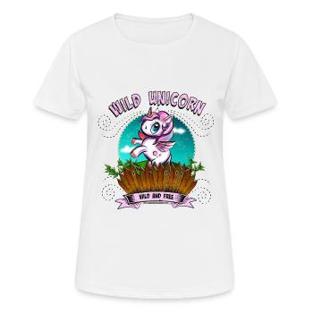 Licorne sauvage, Licorne sauvage libre non liée - T-shirt respirant Femme - blanc - Devant - AI Model Female 172 dark (172cm)