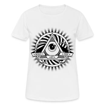 Die Kunst, die alles sieht - Frauen T-Shirt atmungsaktiv - Weiß - Vorne - AI Model Female 172 dark (172cm)