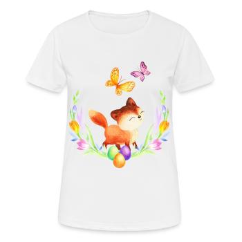 Easter fox spring spring flowers nature spring - Women's Breathable T-Shirt - white - Front - AI Model Female 172 dark (172cm)