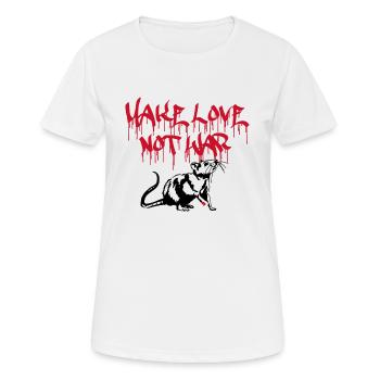 MAKE LOVE NOT WAR Graffiti Ratte Street Art - Frauen T-Shirt atmungsaktiv - Weiß - Vorne - AI Model Female 172 dark (172cm)
