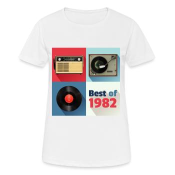 Le meilleur de 1982 Vinyl Radio Oldschool Turntable - T-shirt respirant Femme - blanc - Devant - AI Model Female 172 dark (172cm)