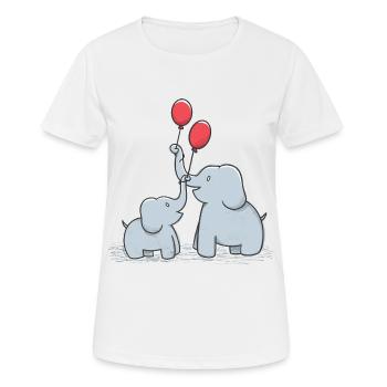 Süsse Elefanten mit Roten Luftballons - Frauen T-Shirt atmungsaktiv - Weiß - Vorne - AI Model Female 172 dark (172cm)