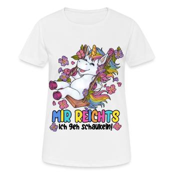 Mir reichts, ich geh Schaukeln, Niedliches Einhorn - Frauen T-Shirt atmungsaktiv - Weiß - Vorne - AI Model Female 172 dark (172cm)