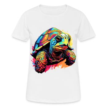Éclaboussures colorées de tortue d’éclaboussures de peinture - T-shirt respirant Femme - blanc - Devant - AI Model Female 172 dark (172cm)