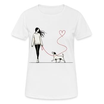 Herzverbindung – Frauchen mit Hund - Frauen T-Shirt atmungsaktiv - Weiß - Vorne - AI Model Female 172 dark (172cm)