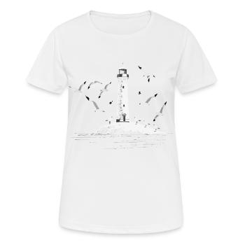 Seagull Lighthouse Harbor Moin Sea LakeSeaLighthouse Seagull H - T-shirt respirant Femme - blanc - Devant - AI Model Female 172 dark (172cm)