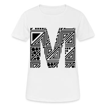lettre M - T-shirt respirant Femme - blanc - Devant - AI Model Female 172 dark (172cm)