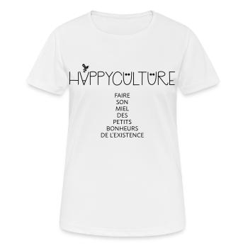 Happyculture - T-shirt respirant Femme - blanc - Devant - AI Model Female 172 dark (172cm)