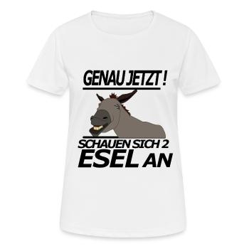 Genau Jetzt Schauen sich zwei Esel an - Frauen T-Shirt atmungsaktiv - Weiß - Vorne - AI Model Female 172 dark (172cm)