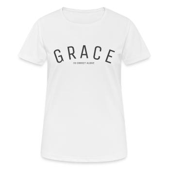 GRACE in CHRIST alone [understatement] - Frauen T-Shirt atmungsaktiv - Weiß - Vorne - AI Model Female 172 dark (172cm)