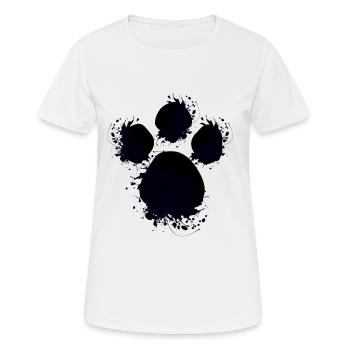 Schwarze Hundepfote Hund Farbfleck Splash - Frauen T-Shirt atmungsaktiv - Weiß - Vorne - AI Model Female 172 dark (172cm)