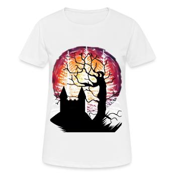 Arbre, Château, Moyen Âge, Fantaisie, Forteresse, Château - T-shirt respirant Femme - blanc - Devant - AI Model Female 172 dark (172cm)