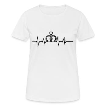 Ekg Bagues mariage mariage cadeau - T-shirt respirant Femme - blanc - Devant - AI Model Female 172 dark (172cm)