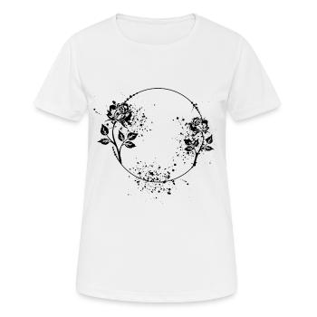 Cadre rose rond avec taches de couleur - T-shirt respirant Femme - blanc - Devant - AI Model Female 172 dark (172cm)