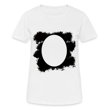 Fond de tache de couleur noire ovale - T-shirt respirant Femme - blanc - Devant - AI Model Female 172 dark (172cm)