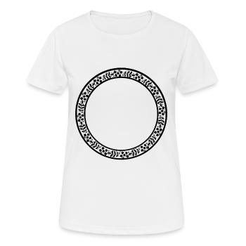 Runder Rahmen mit Blumen Deko Kreis - Frauen T-Shirt atmungsaktiv - Weiß - Vorne - AI Model Female 172 dark (172cm)