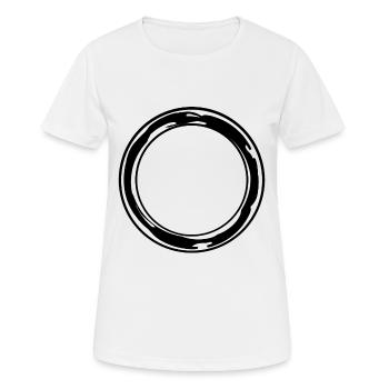 Cercle rond noir avec taches de couleur - T-shirt respirant Femme - blanc - Devant - AI Model Female 172 dark (172cm)
