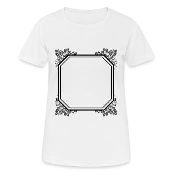 Cooler Quadratischer Rahmen mit Blätter - Frauen T-Shirt atmungsaktiv - Weiß - Vorne - AI Model Female 172 dark (172cm)