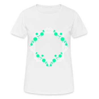 Rahmen Quadrat mit Blatt Verzierung - Frauen T-Shirt atmungsaktiv - Weiß - Vorne - AI Model Female 172 dark (172cm)