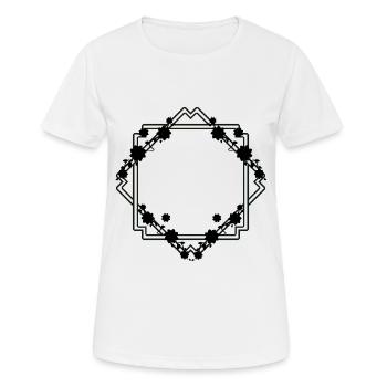 Rahmen Quadrat mit Blatt Verzierung - Frauen T-Shirt atmungsaktiv - Weiß - Vorne - AI Model Female 172 dark (172cm)