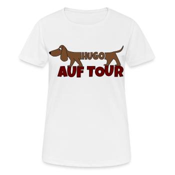 Hugo auf Tour - Frauen T-Shirt atmungsaktiv - Weiß - Vorne - AI Model Female 172 dark (172cm)