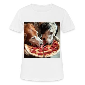 Deux chiens mangeant de la pizza salami - T-shirt respirant Femme - blanc - Devant - AI Model Female 172 dark (172cm)