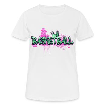 Basketball Graffiti Spray Sprayer Basketballer - Frauen T-Shirt atmungsaktiv - Weiß - Vorne - AI Model Female 172 dark (172cm)