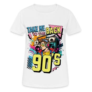 90s 90s Music Ghetto Blaster Headphones Party - Women's Breathable T-Shirt - white - Front - AI Model Female 172 dark (172cm)