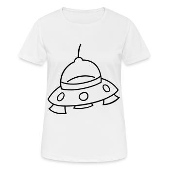 Ufo - Frauen T-Shirt atmungsaktiv - Weiß - Vorne - AI Model Female 172 dark (172cm)
