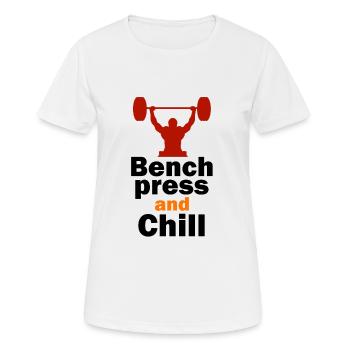Développé couché et Chill - T-shirt respirant Femme - blanc - Devant - AI Model Female 172 dark (172cm)