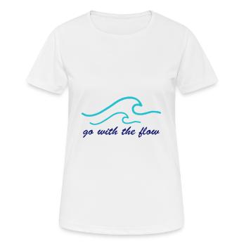 aller avec le courant "WAVE" - T-shirt respirant Femme - blanc - Devant - AI Model Female 172 dark (172cm)