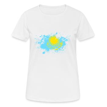 Kazakhstan Kasachstan Flagge Geschenkidee - Frauen T-Shirt atmungsaktiv - Weiß - Vorne - AI Model Female 172 dark (172cm)