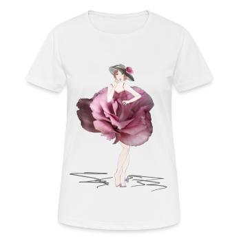 Femme de fleurs en rose rose - T-shirt respirant Femme - blanc - Devant - AI Model Female 172 dark (172cm)