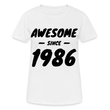 1986 Jahrgang Awesome Since 1986 Geschenkidee - Frauen T-Shirt atmungsaktiv - Weiß - Vorne - AI Model Female 172 dark (172cm)