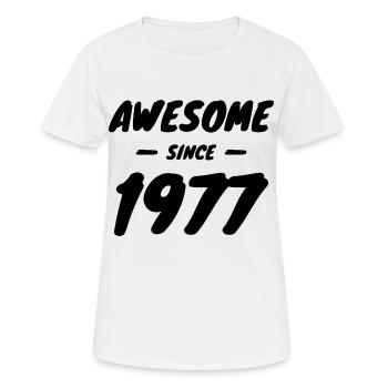 1977 Jahrgang Awesome Since 1977 Geschenkidee - Frauen T-Shirt atmungsaktiv - Weiß - Vorne - AI Model Female 172 dark (172cm)