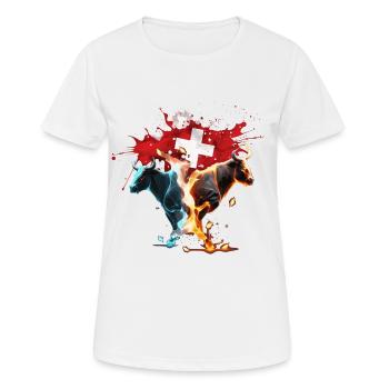Eringer, Schweizer geometrische Eringskuh - Frauen T-Shirt atmungsaktiv - Weiß - Vorne - AI Model Female 172 dark (172cm)